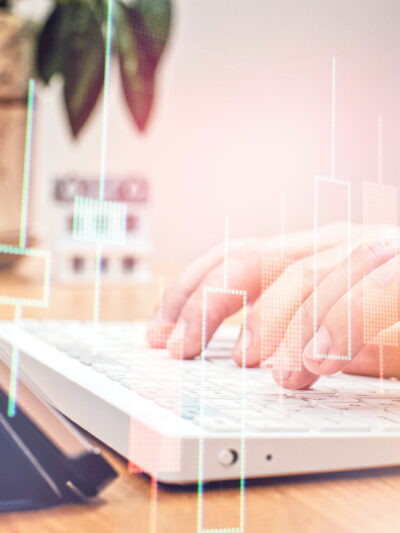 Businessman working on his laptop , international system concept